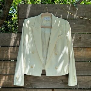 REISS white cropped tuxedo jacket blazer size 8